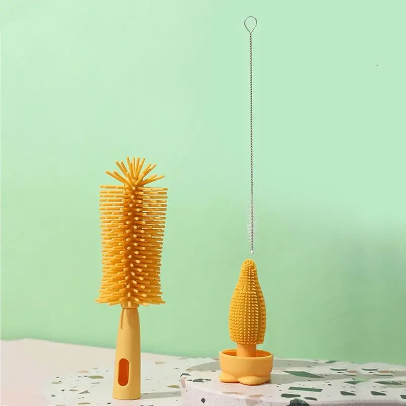 Three-in-One Silicone Baby Bottle Cleaning Brush Set