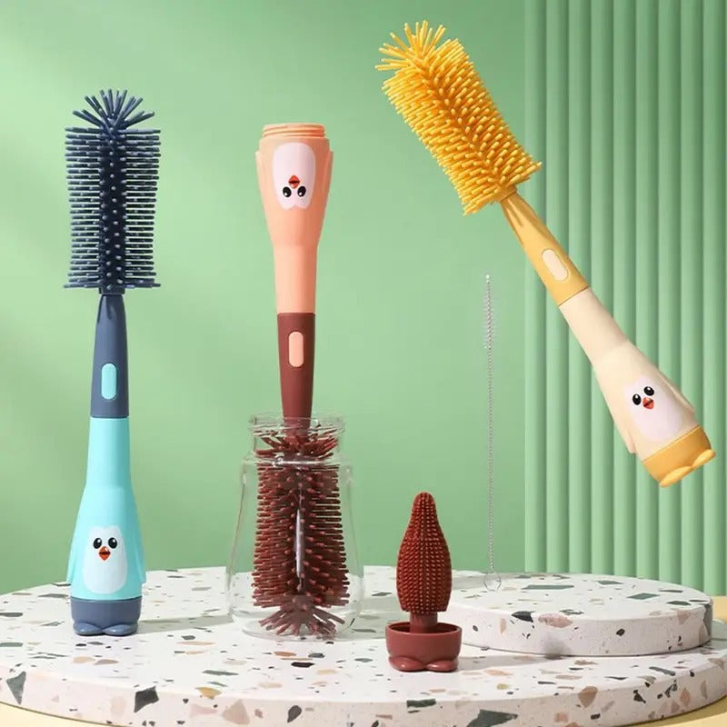 Three-in-One Silicone Baby Bottle Cleaning Brush Set